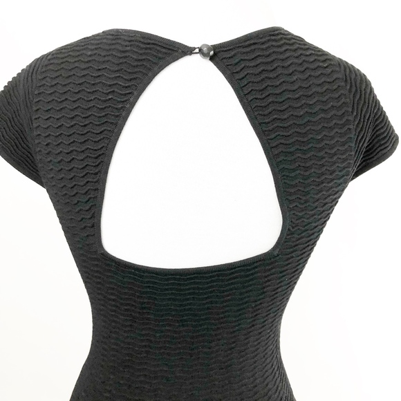 ✨sold✨ marciano • wave texture knit back keyhole knit fit flare sweater dress - Picture 6 of 8